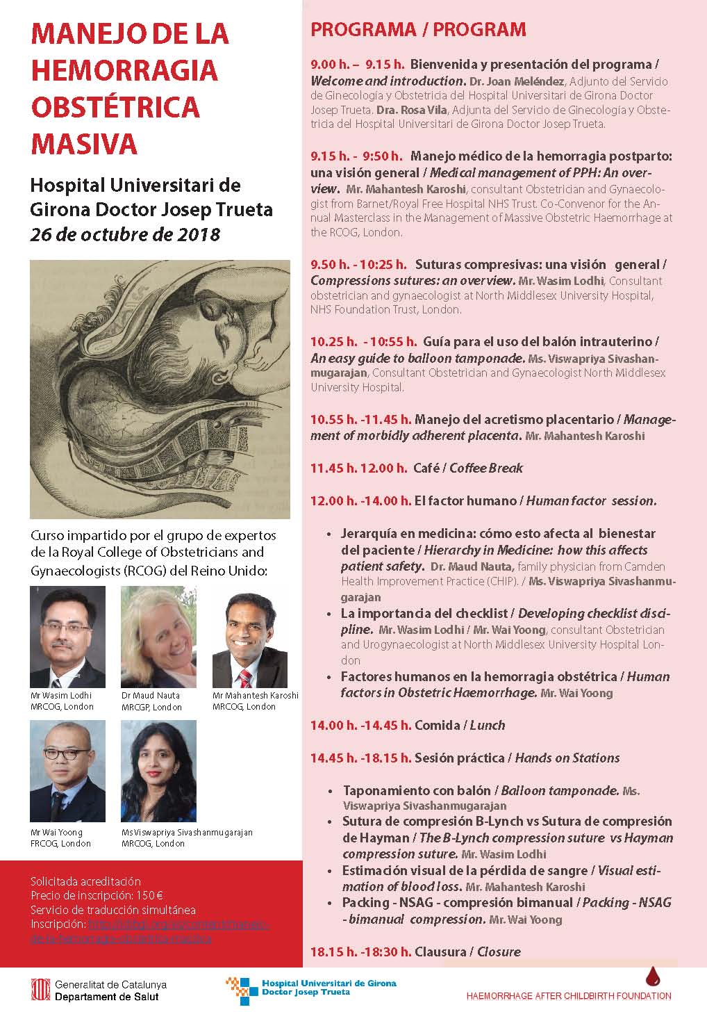 Programa del curs Manejo de la hemorragia obstétrica masiva