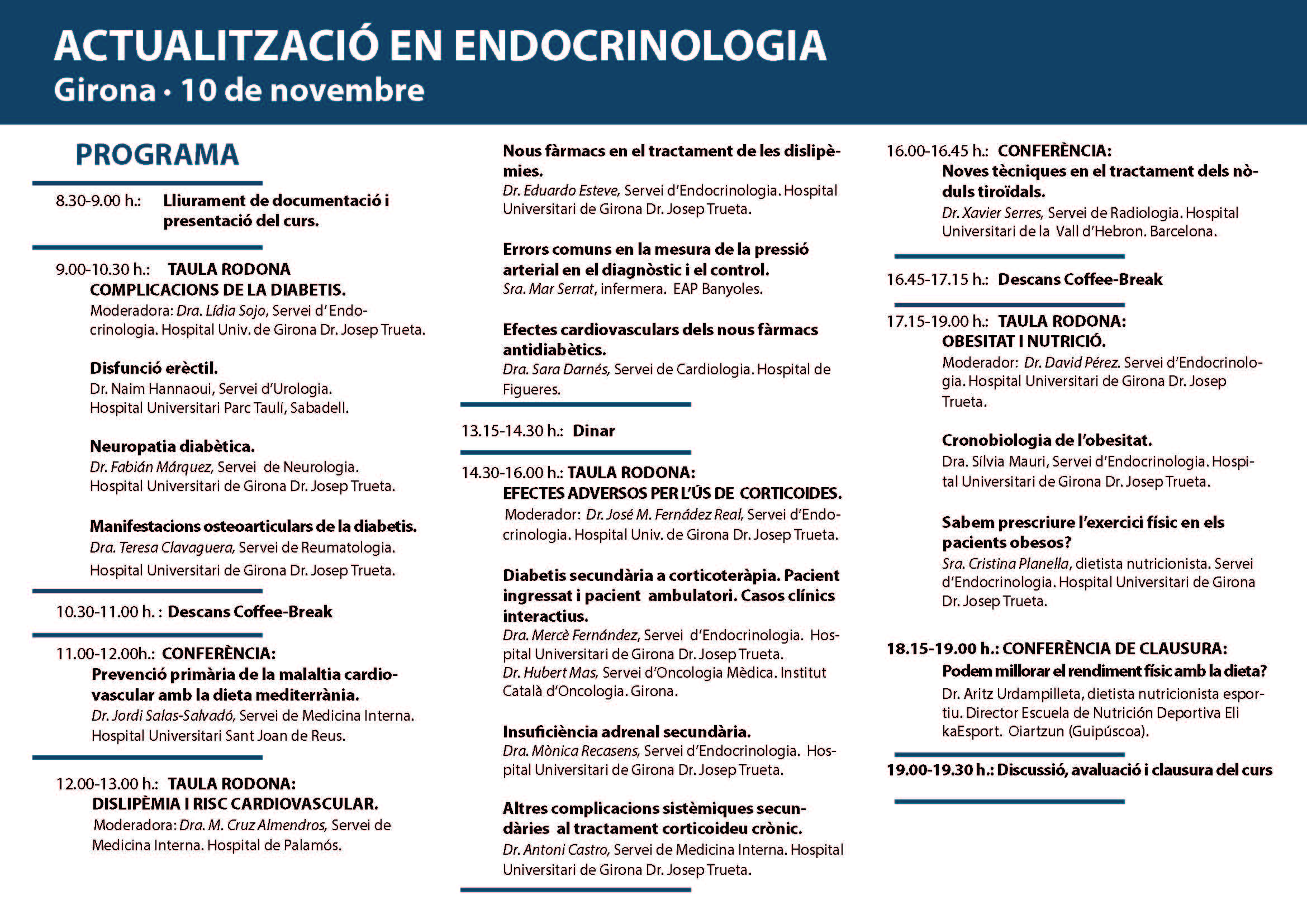 Programa de la 9ª edició del curs de formació continuada en Endocrinologia