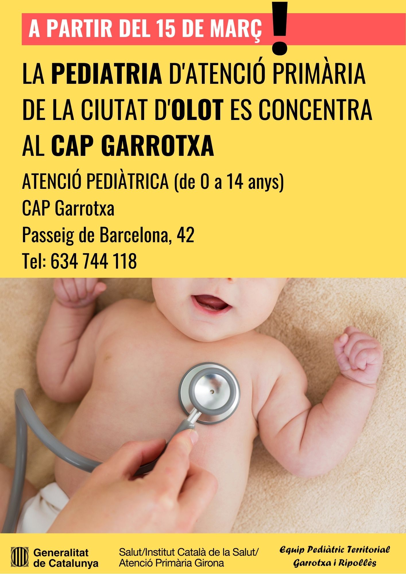 Cartell concentració pediatria a CAP Garrotxa