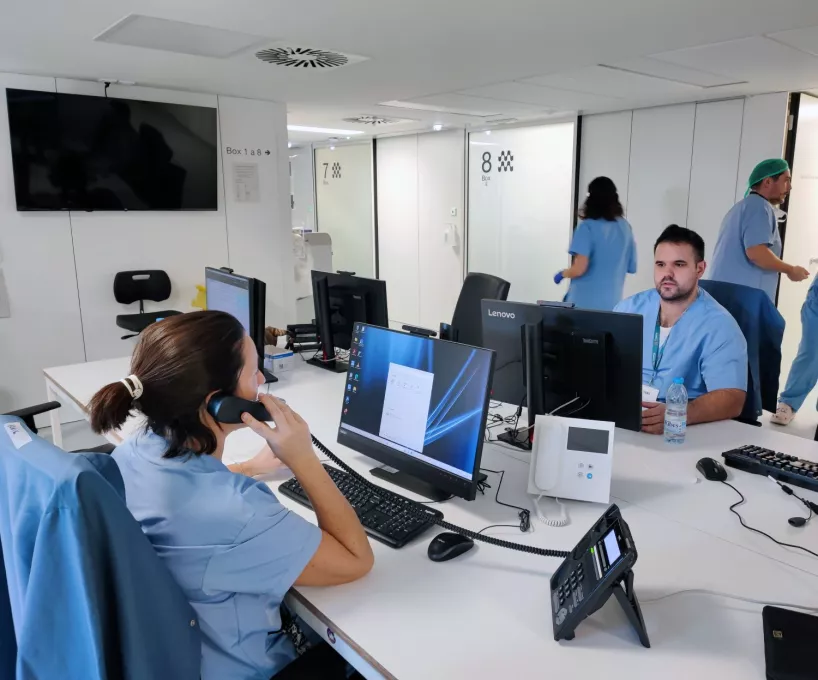 Sala de control d'infermeria de la nova àrea de reanimació postquirúrgica del Trueta
