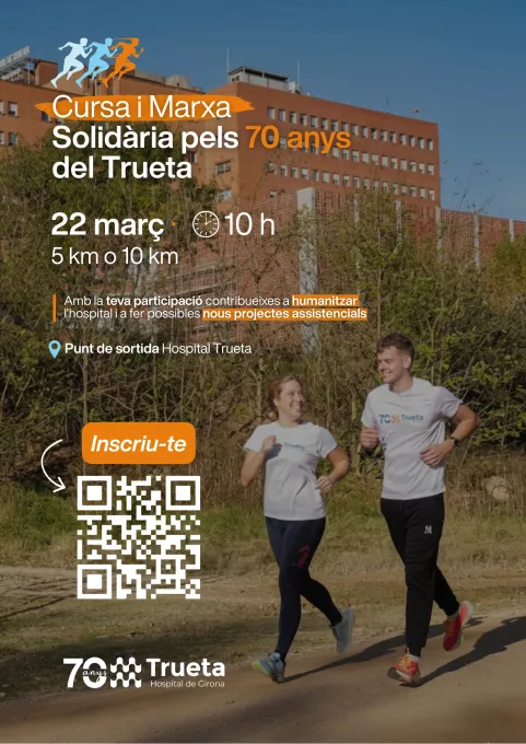 Cartell promocional de la Cursa i Marxa Solidària del 70è aniversari del Trueta