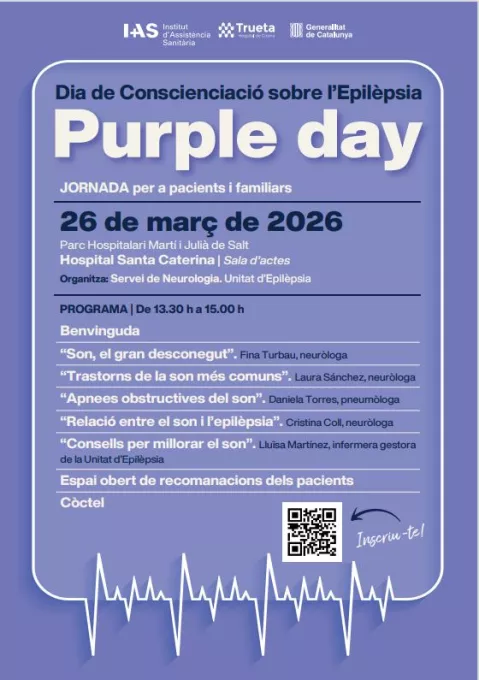 Cartell amb el programa de ponències programades per l'IAS i el Trueta amb motiu del Dia de la Conscienciació de l'Epilèpsia.