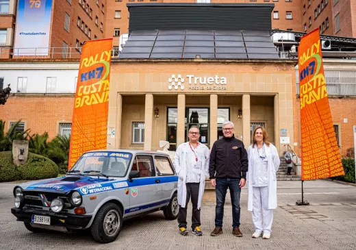 Representants del Servei de Cardiologia de l'Hospital Trueta i de Rally Classics durant la presentació de l'acord.