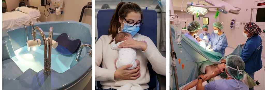 Mosaic d'imatges de dones en treball de part