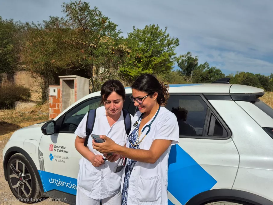 Profesisonals de l'EAP Bàscara utilitzen la geolocalització al mòbil per localitzar masies situades en entorns rurals. 