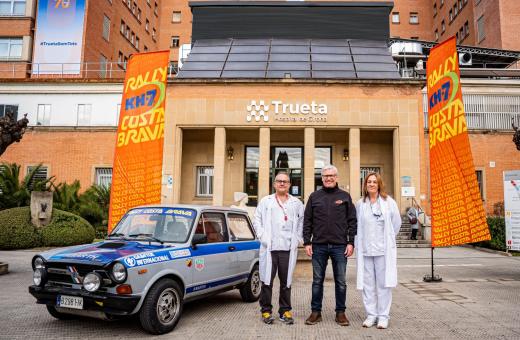 Representants del Servei de Cardiologia de l'Hospital Trueta i de Rally Classics durant la presentació de l'acord.