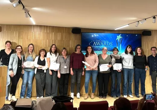 Representants dels equips d'atenció primària guardonats i del comitè de direcció APiC de l'ICS Girona en finalitzar la tercera sessió de les jornades d'intercanvi d'experiències.